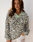 Laurel Leopard V Neck Blouse