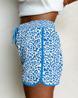 Leopard Contrast Trim Drawstring Shorts