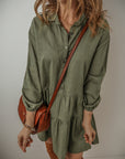 Ariana Puff Sleeve Buttoned Tiered Dress