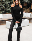 Bailey Ribbed Knit Cold Shoulder Sweater
