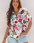 Adele Floral Slit V Neck Blouse