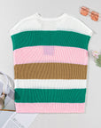 Elliot Color Block Notch V Neck Sweater Top