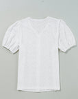 Elowyn Lace Puff Sleeve Button Up Top