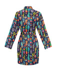 Crazy Cactus Lady Women's Long Sleeve Belted Satin Feel Dressing Lounge Robe