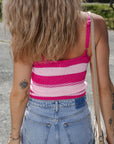 Stripe Adjustable Strap Sweater Tank
