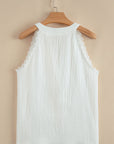 Gauze Lace Trim Sleeveless Top