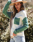 Colorblock Patch Pocket Drop Shoulder Sweater