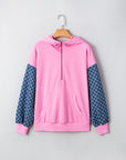 Checker Patchwork Kangaroo Pocket Half-Zip Hoodie