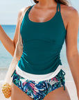 Everlee Stripe Drawstring Tummy Control Tankini Swimsuit