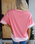 Katie Raw Seam High Low Side Split Top