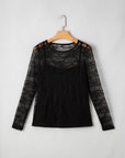Amira Lace Crochet Mesh Slim Fit Long Sleeve Top