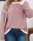 Plus Size Contrast Trim Drop Shoulder Top