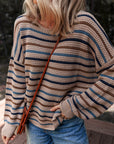 Stripe Drop Shoulder Round Neck Sweater