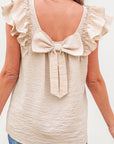 PB Bow Tie Ruffle Sleeve Top
