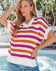 Georgia Stripe Short Sleeve Sweater