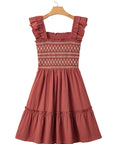 Geometric Embroidered Ruffle Mini Dress