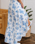 Salma Boho Floral High Waist Ruffle Split Maxi Skirt