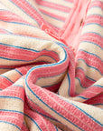 Stripe Buttoned Collared V-Neck Drop Shoulder Top