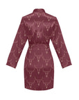 Burgandy Longhorn Women's Belted Satin Feel Dressing Lounge Robe