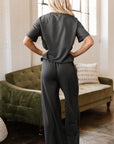 Dallas Drawstring Side Crewneck Tee and Loose Pants Set