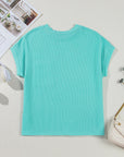 Colorblock Corded Knit Chest Pocket T-Shirt
