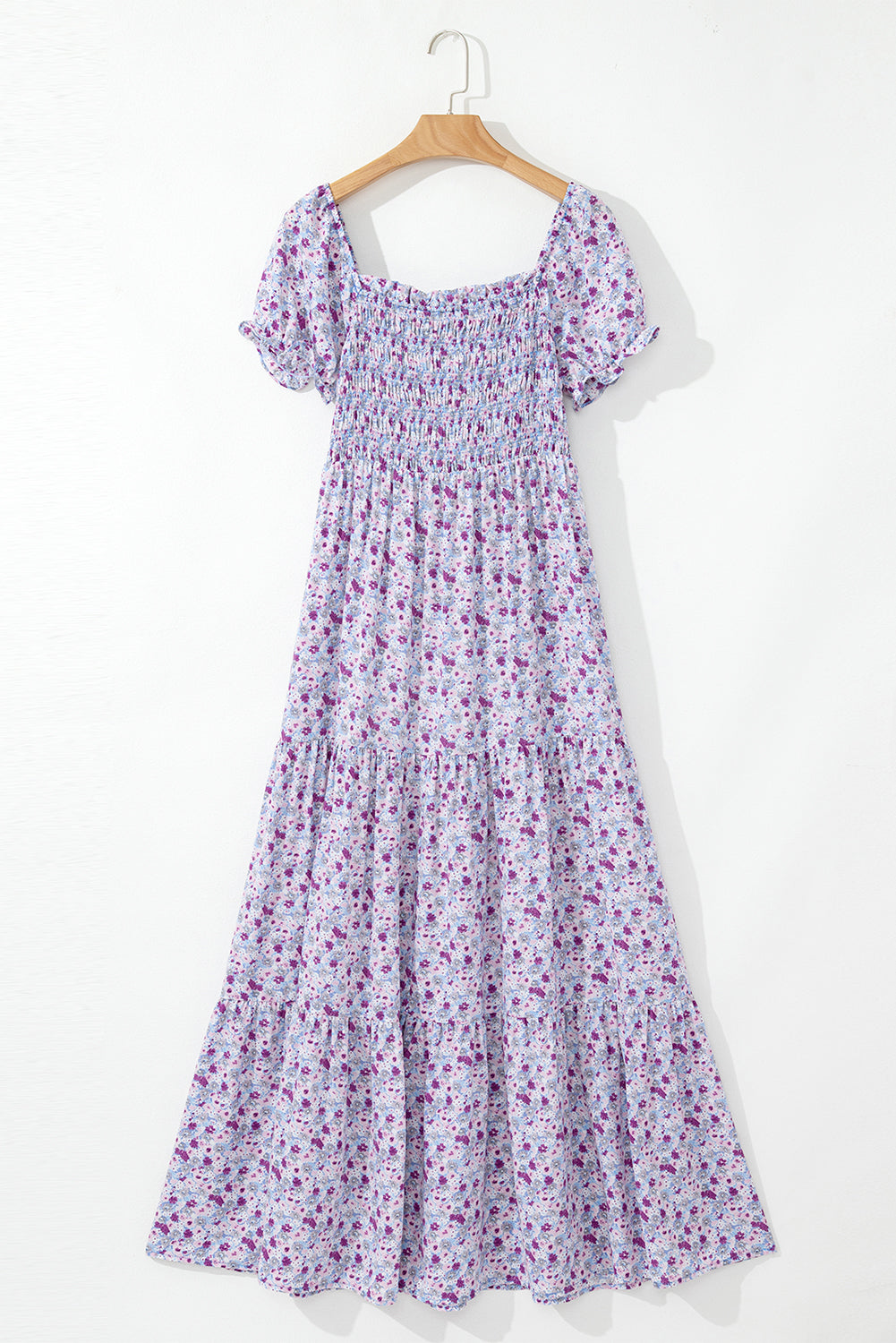 Lacey Floral Short Bubble Sleeve Maxi Dress