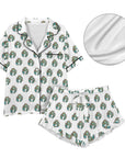 Turquoise Squash Blossom Satin Ruffle Pajama Set