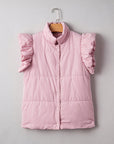 Solid Flutter Sleeve Snap Button Puffer Vest