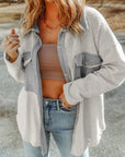 Textured Contrast Flap Pocket Shacket