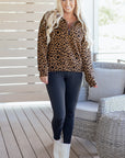 Leopard Quarter-Zip Drop Shoulder Sweatshirt