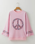 Peace Drop Shoulder Wide Sleeve Casual Top