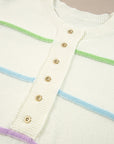 Miriam Stripes Baggy Henley Sweater