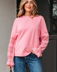 Brielle Lace Ruffled Sleeve Patchwork Loose Sweatshirt