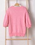 Maxine Mom Tinsel Front Short Sleeve Sweater