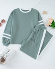 Varsity Stripe Patchwork Pullover and Pant Set