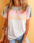 Julieta Ribbed Color Block Patchwork T-shirt