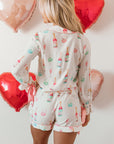 Christmas Wine Glass Bow Knot Pajama Set