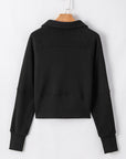 Solid Fleece-Lined Half-Zip Up Collar Sweatshirt