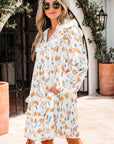 Katherine Floral Tie Neck Frilled Long Sleeve Dress