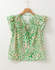 Abstract Leopard Tied Front Blouse