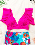 Lauren Ruffled V Neck Swim Top