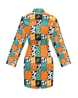 Western Patchwork Women's Belted Satin Feel Dressing Lounge Robe
