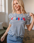 America Graphic Puff Sleeve Top