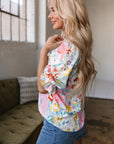 Solana Boho Flower Half Puff Sleeve Blouse