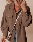 Solid Corduroy Button-Up Pocketed Shacket