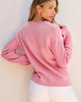 Ashlynn Flower Detail Knitted Notched Neck Sweater