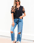 Valery Flora Lace Crew Neck Top