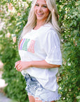 MAMA Chenille Patched Crew Neck Top