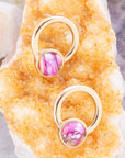 Calgary Pink Spiny Oyster Matrix Post Golden Earrings