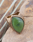 Canadian Green Jade Golden Statement Ring